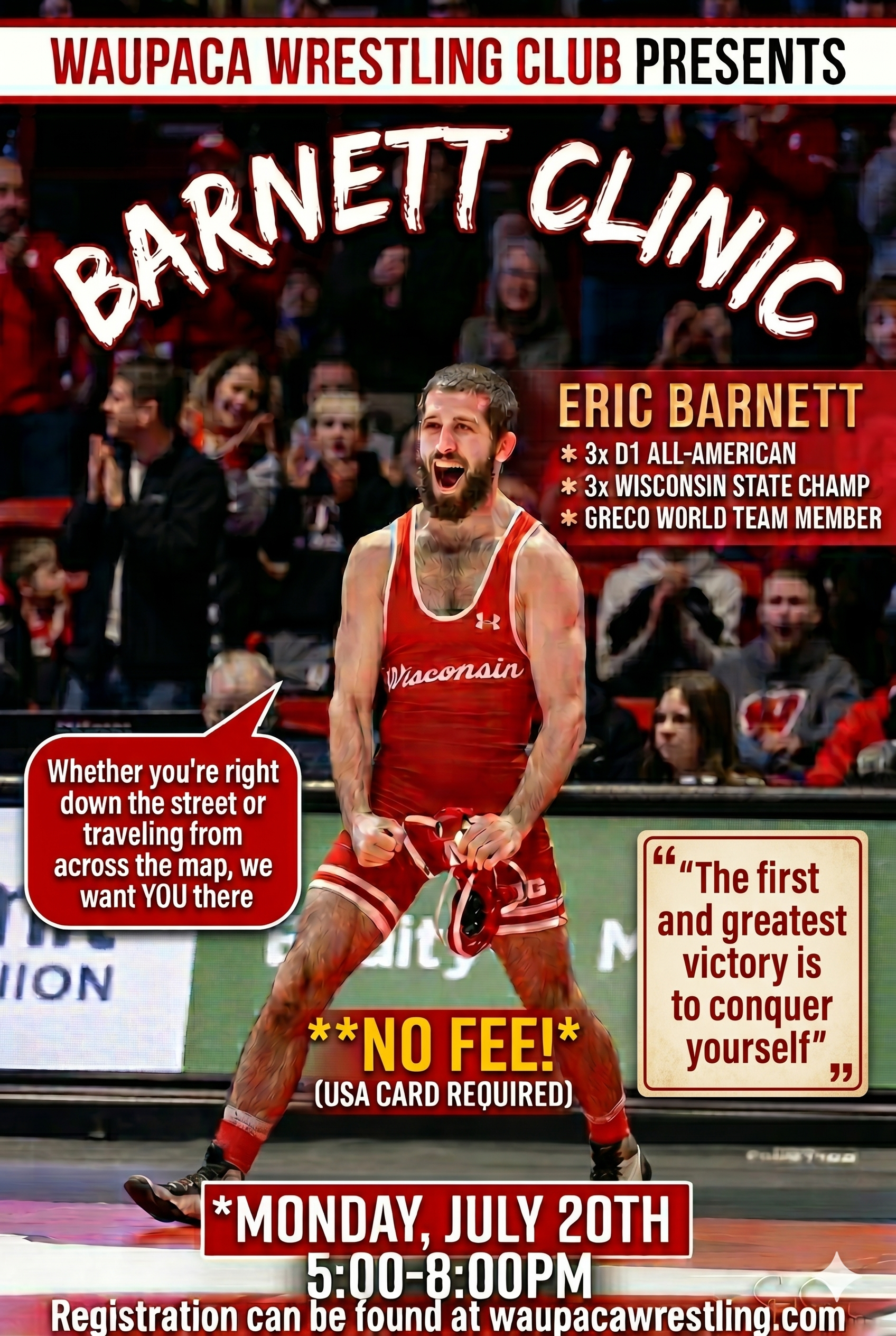 Barnett Clinic with Eric Barnett — Monday, July 20th, 5:00-8:00PM, No Fee (USA Card Required)